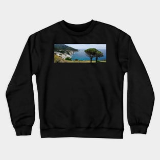 Panoramic view around the area of Marciana, Elba Crewneck Sweatshirt